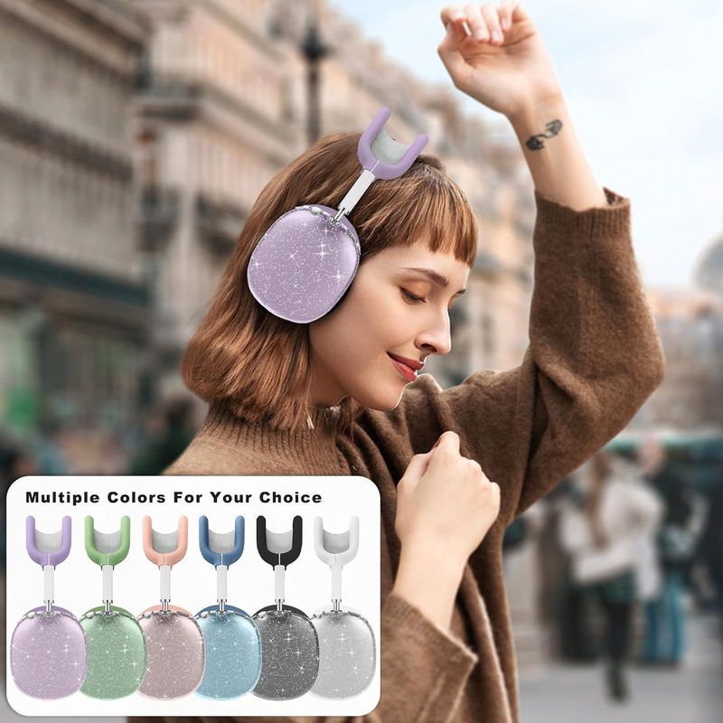 Husă pentru AirPods Max, anti-zgârieturi pentru urechi/cupe/bandă de susținere. TPU moale și silicon transparent, rezistentă la zgârieturi._voghion.com