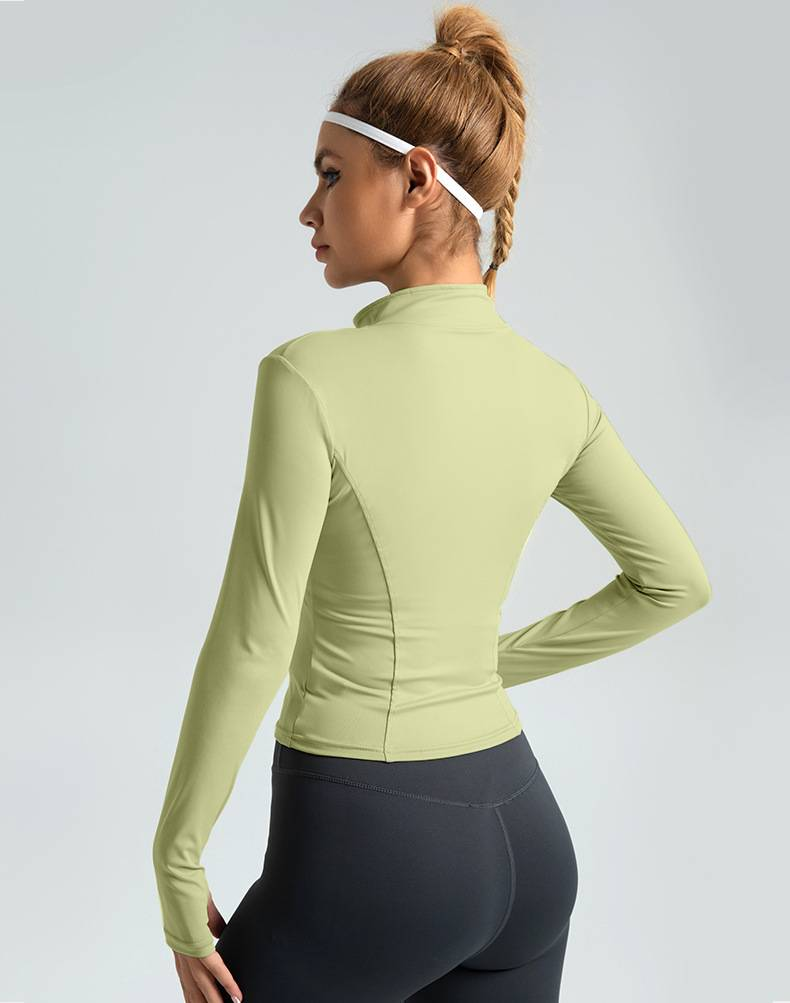 Chaqueta deportiva para mujer, transpirable, ajustada, sin costuras, para exteriores, yoga, entrenamiento y running._voghion.com