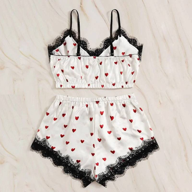 Underwear & Sleepwears Tube Top Pajamas Set Sexy Lace Suspenders Two Piece Set_voghion.com