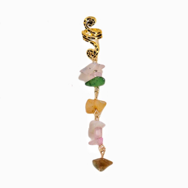 Irish Ethnic Style Braided Hair Accessories With Wrapped Colorful Dreadlocks And Natural Colored Stones_voghion.com