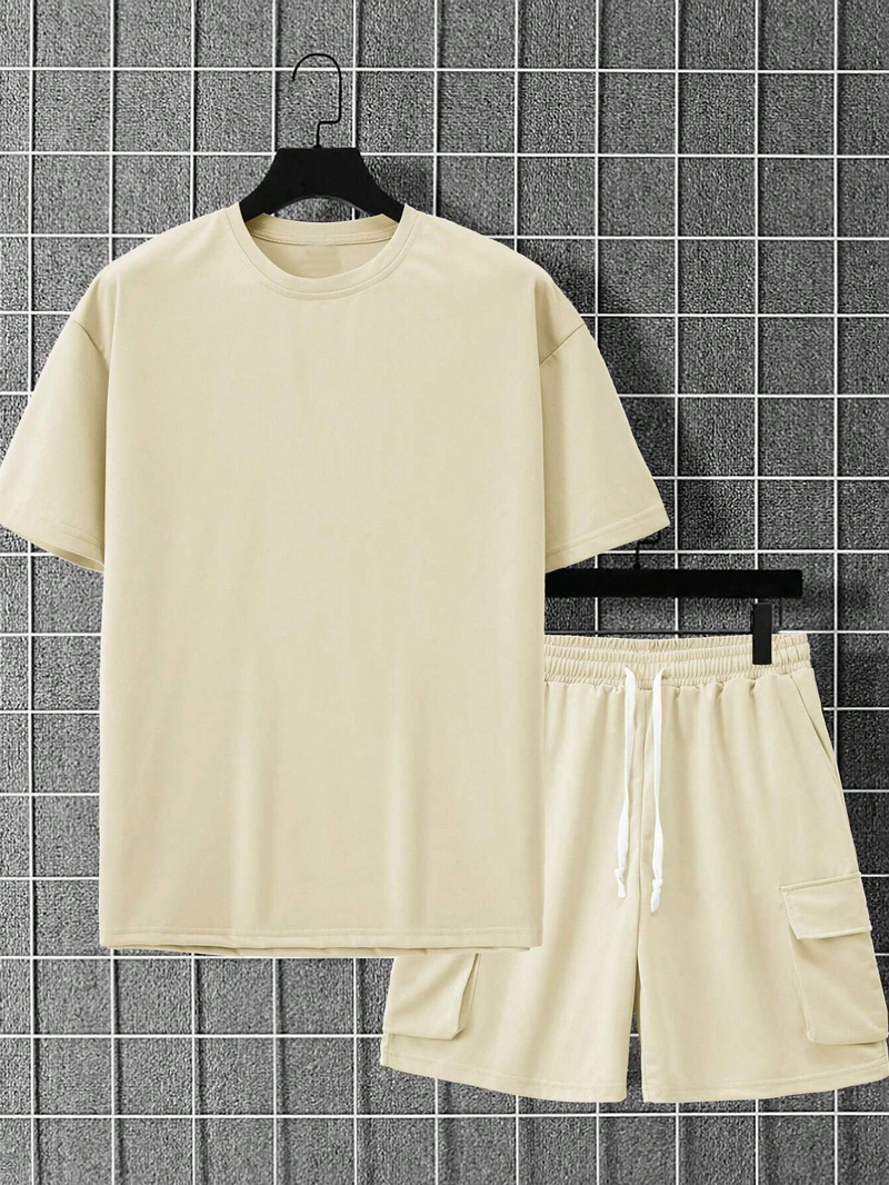 Completo estivo da uomo a maniche corte e pantaloncini da 5 pollici - Miscela di cotone modal leggero per la palestra_voghion.com