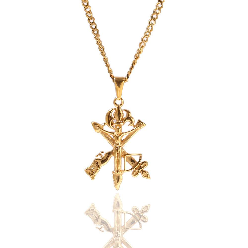 Collier pendentif homme en acier inoxydable – Chaîne longue tendance hip-hop pour un style décontracté et streetwear. Accessoires pour pulls longs._voghion.com