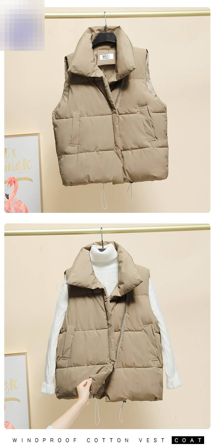 Women's Quilted Puffer Vest Short Sleeveless Jacket - Lightweight Warm Zip-Up Layering Piece For Fall Winter, Casual Chic Office Wear_voghion.com
