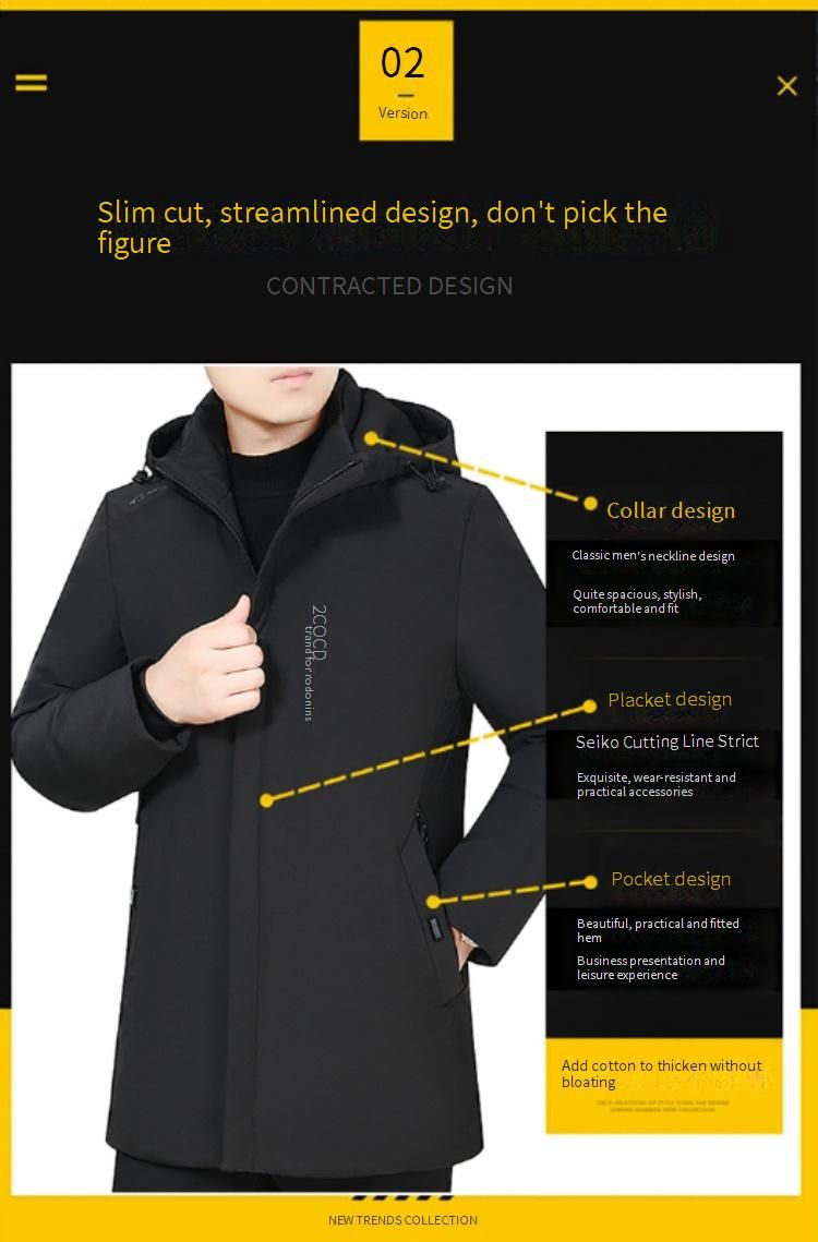 Men's Winter Hooded Jacket – Premium Polyester Fill, Detachable Hood, Slim Fit For Mature Gentlemen (XL-5XL, Black/Olive, Zippered Pockets)_voghion.com