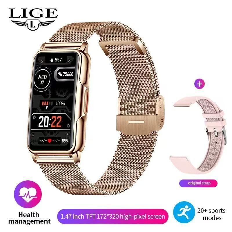 LIGE Smart Watch Uomo Bluetooth collegato al telefono Musica Fiess Bracciale sportivo Monitor del sonno Uomo Smartwatch da 1,47 pollici Donna_voghion.com