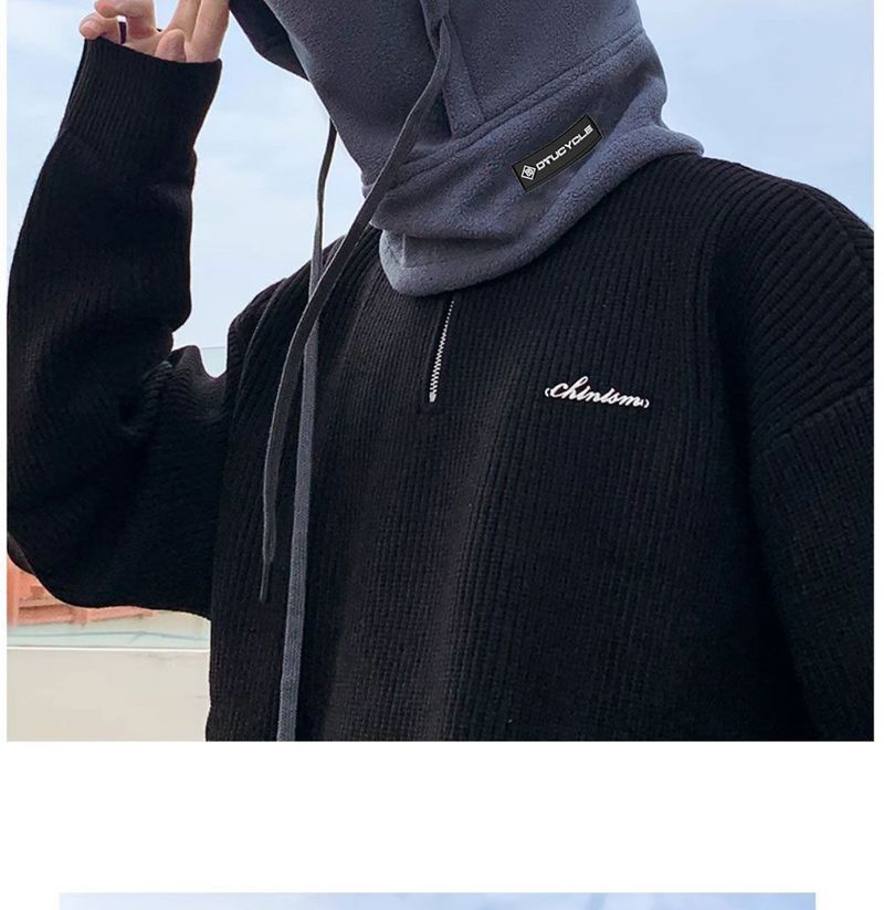 Cappello da ciclismo da uomo, invernale, antifreddo, caldo, con mascherina, scaldacollo, doppio strato in pile, antivento e anti-orecchie_voghion.com