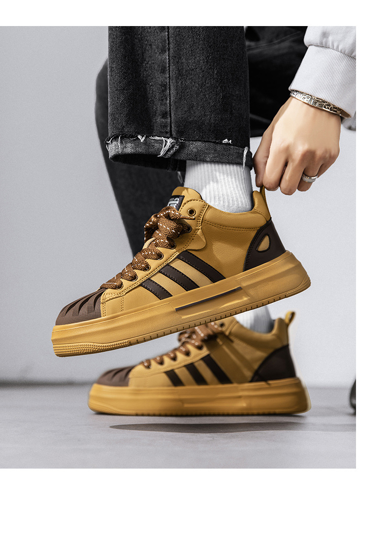 Shoes Men S Spring And Autumn New Thick Bottom Versatile Trendy Shoes Casual White Sneaker Brand Shell Head Sneakers_voghion.com