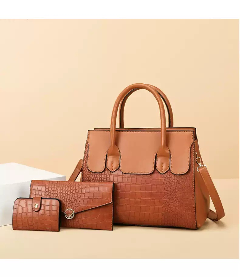 Borsa per mamma e bambino Nuova tendenza della moda europea e americana Set retrò versatile in tre pezzi Borsa da donna Borsa a tracolla singola a tracolla Borsa grande portatile_voghion.com