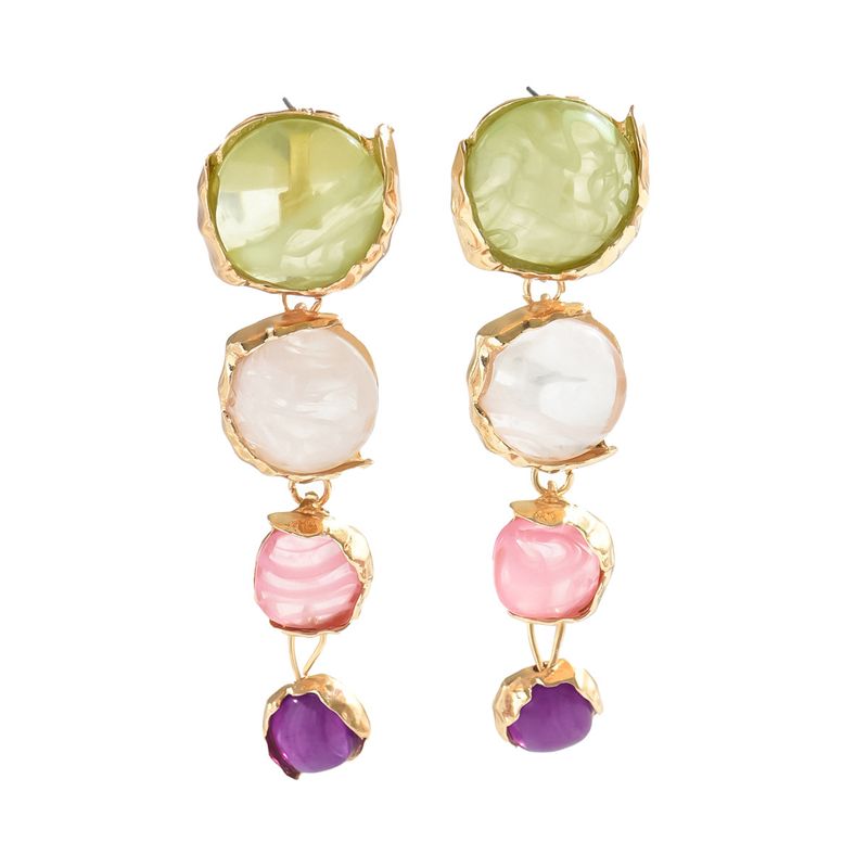 Orecchini rotondi geometrici semplici a forma di foresta per donna, con pietre preziose intarsiate, orecchini di design di alta qualità_voghion.com