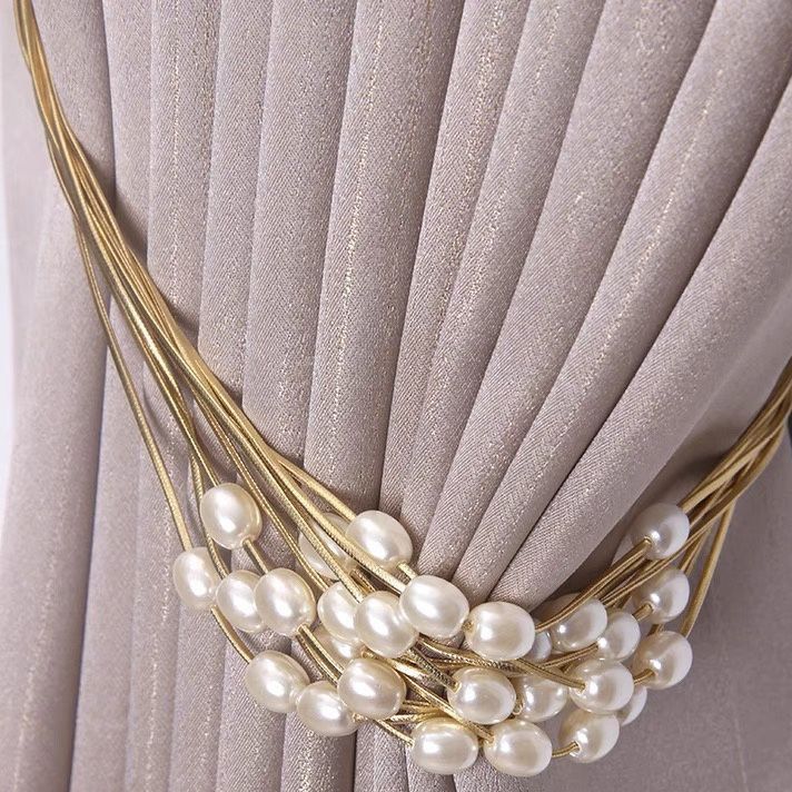 Curtain Tiebacks Beaded High-End Luxury Pearl Window Accessories Buckle Tie Straps 2p-set_voghion.com