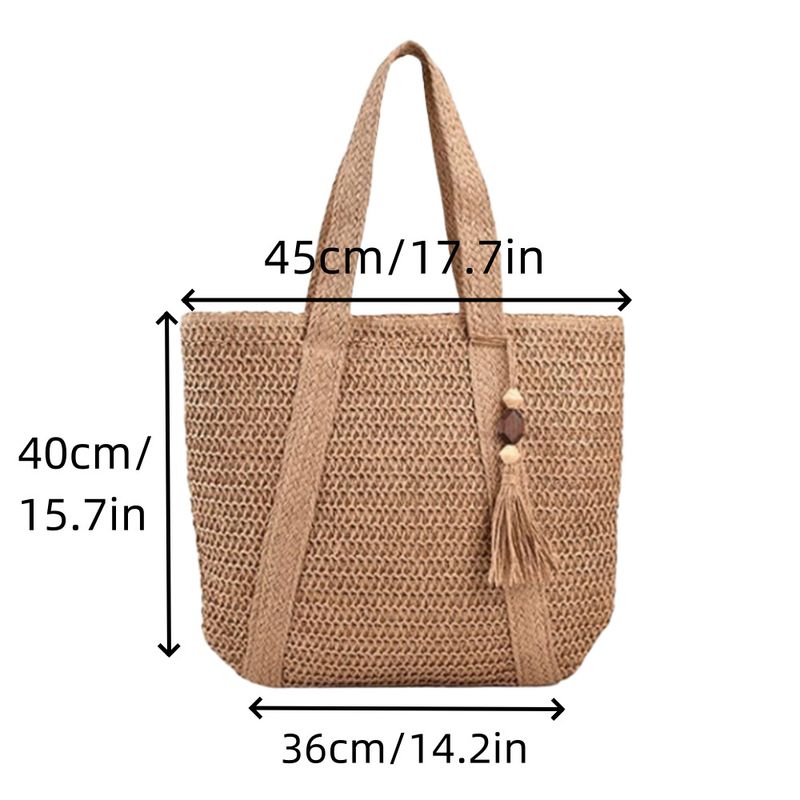 2025 Versatile Straw For Women, New Large Capacity Woven Shoulder Summer Beach Bag, Tote Bag_voghion.com