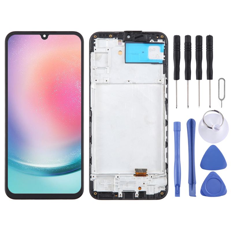 Samsung Galaxy A24 SM-A245F 6.43 colio OLED LCD ekranas, skirtas skaitmeniniam izeriui, pilnam surinkimui su rėmeliu._voghion.com