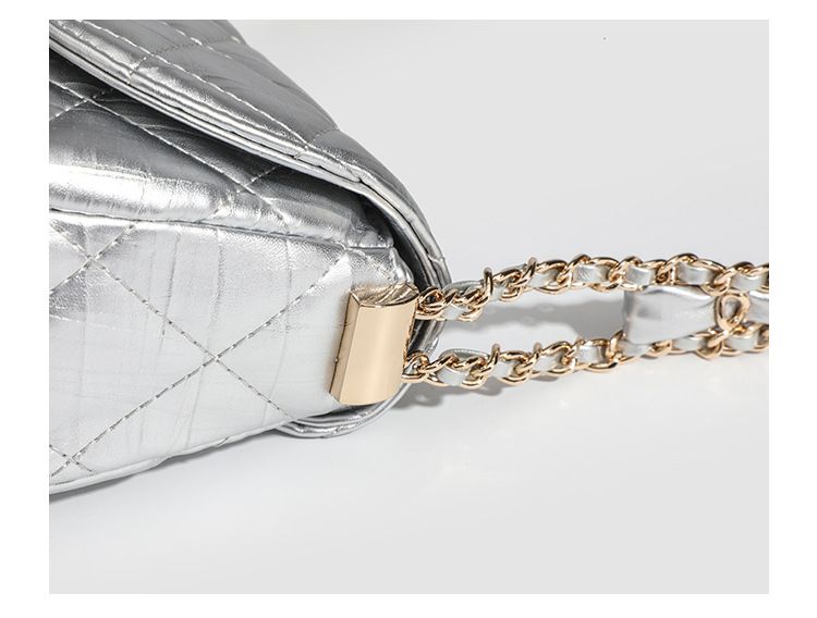 Borsa a tracolla con tracolla larga in argento 2024, stile piccolo e profumato, con catena, stile premium squisito_voghion.com