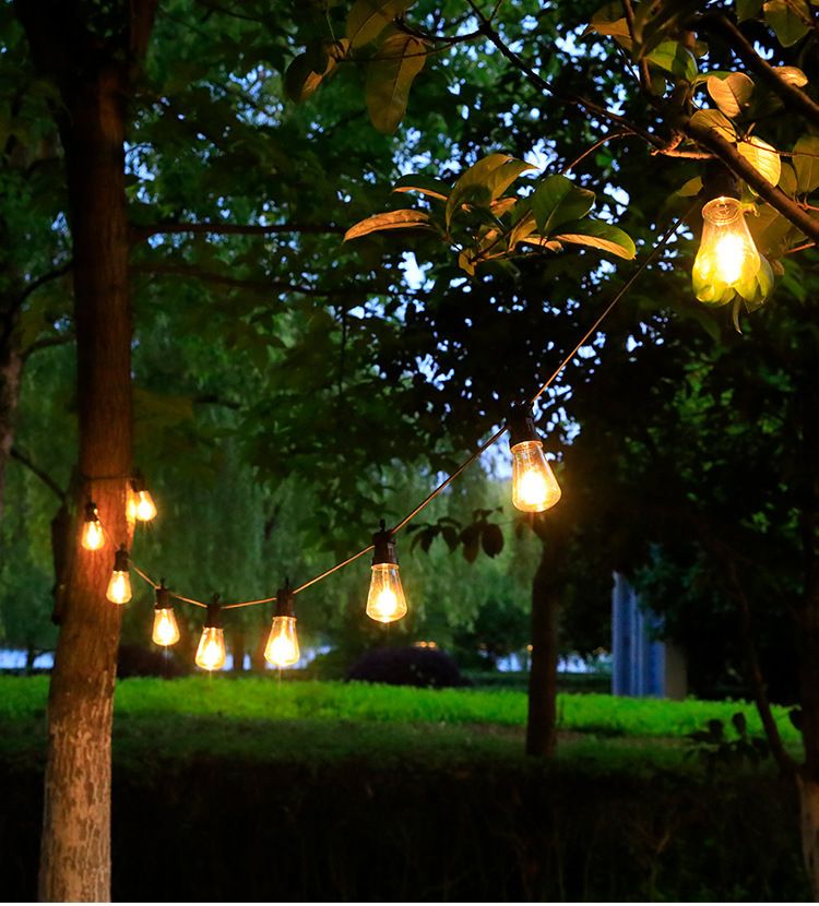 Solar-Powered S14 Camping Lantern String Lights, Outdoor Waterproof IP65, Decorative Tungsten Bulbs For Garden, Patio, Christmas_voghion.com