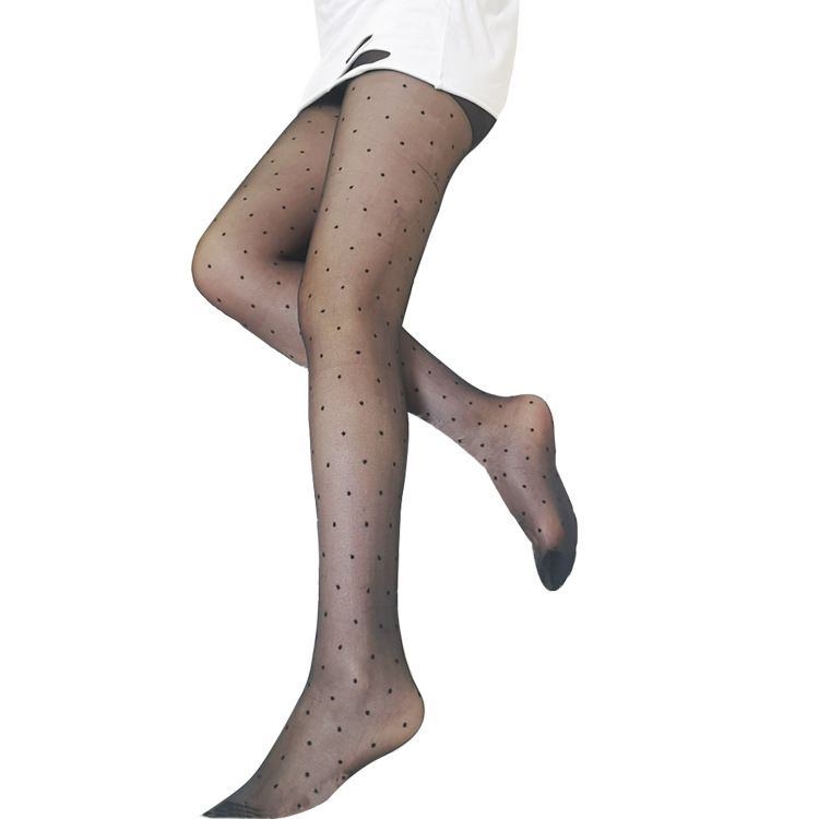 2025d Neue Jacquard-Strumpfhose mit Polka Dots, sexy, schlankmachende, trendige, lange, nicht hängenbleibende, schneidbare schwarze Strümpfe für Damen_voghion.com