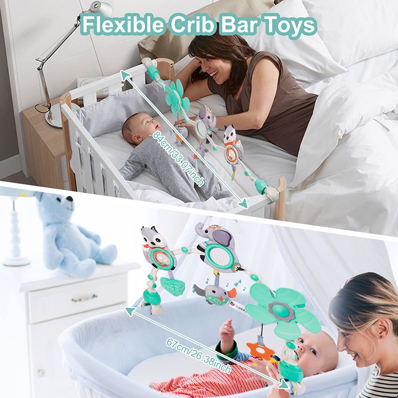 Baby Kinderwagen Bogen Spielzeug Baby Krippe Mobile Musikalische Tier Faltbare Reise Auto Sitz Aktivität Hüpfburg Kinderwagen für Neugeborene Sensorischen Spielzeug_voghion.com