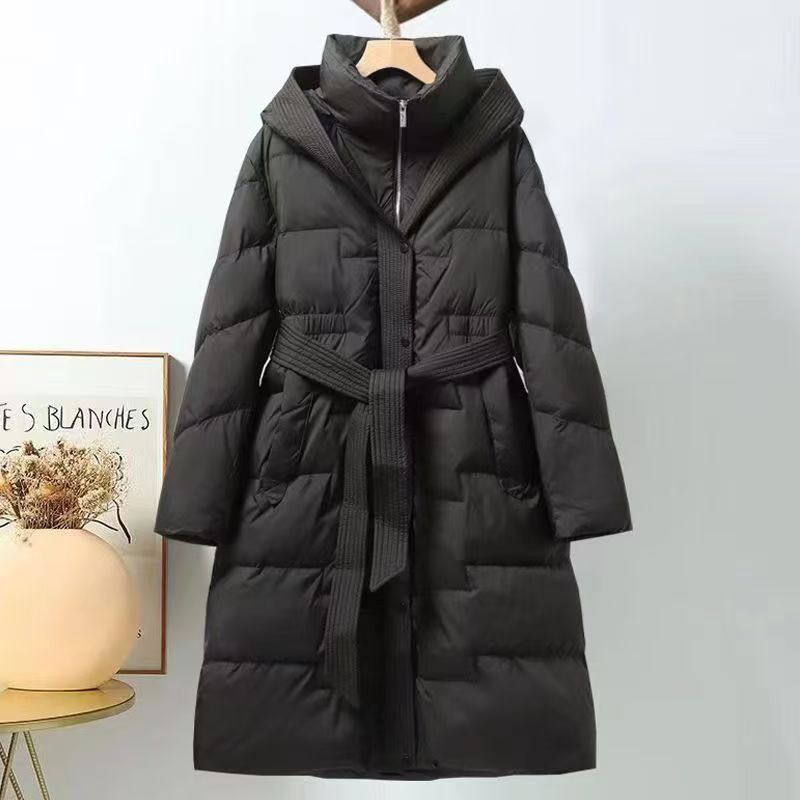 Damenbekleidung Lange Wintermäntel Jacke Wintermäntel Overknee Verdickter Gürtel Mit Kapuze Modische Winterjacke_voghion.com
