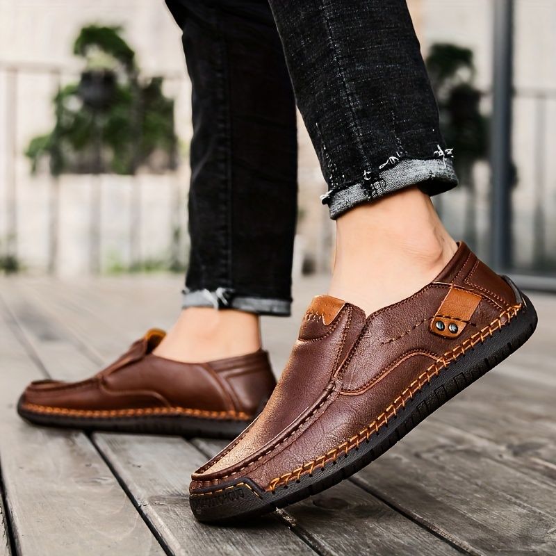 Handcrafted Mens Leather Loafers Seamless Slip-On Design Outdoor Adventures Comfortable, Flat & Breathable Perfect for_voghion.com