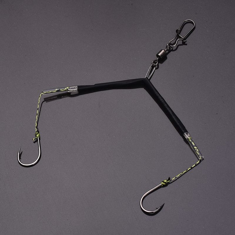 Anzol anti-emaranhamento com acabamento duplo para equipamento bifurcado, pesca de fundo selvagem, capim, carpa, peixe-azul, bagre, peixe grande_voghion.com