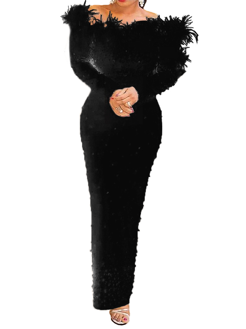 Damen Perlen Wickel Hip Sexy Kleider Neue Abendkleider_voghion.com
