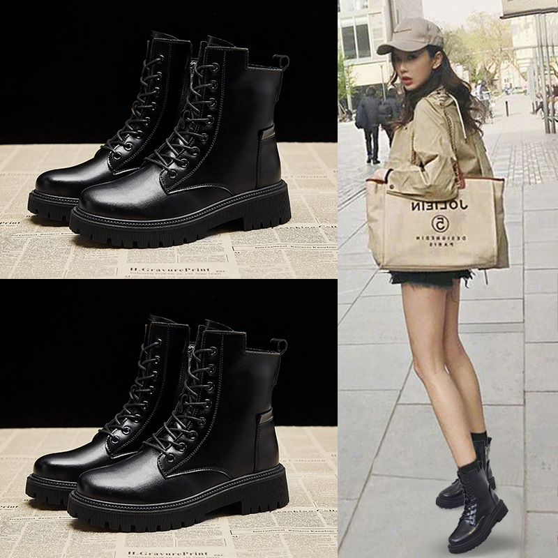 Martin Boots Women 2023 Autumn New British Ankle Boots Platform Student Network Red Motorcycle Boots Casual Boots_voghion.com