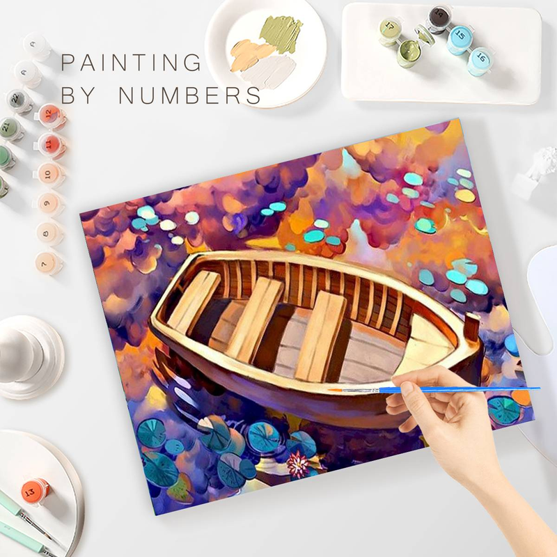 RUOPOTY Dipingi con i numeri classici per bambini Immagini con i numeri Regalo di numeri di pittura per barche dei cartoni animati_voghion.com