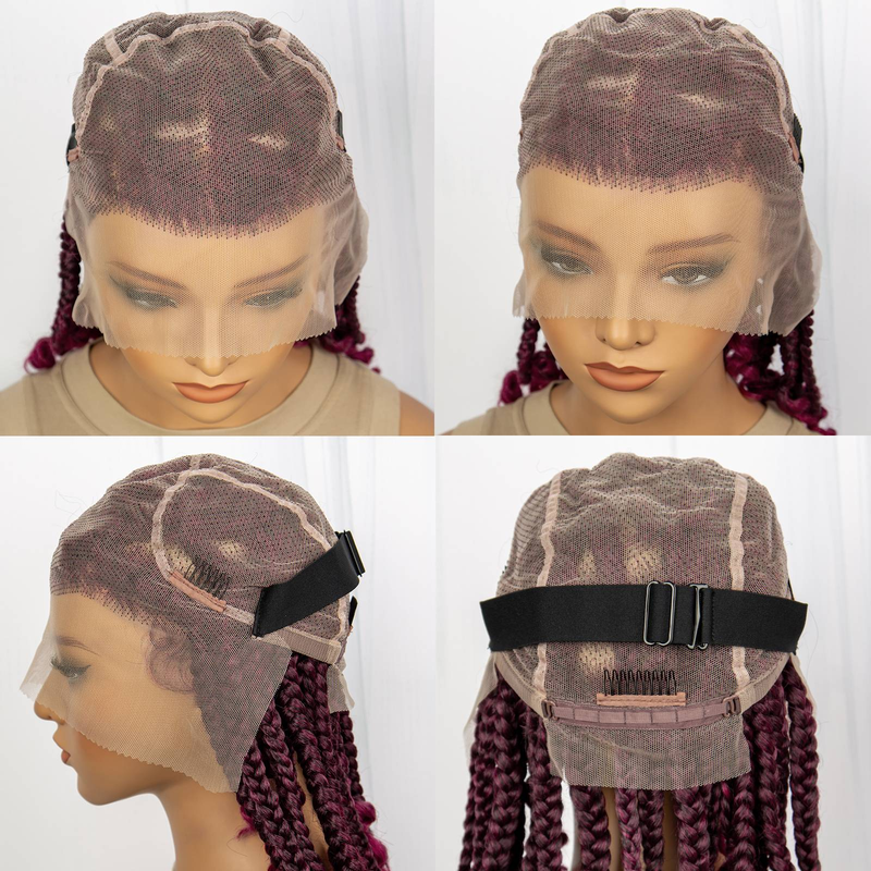 Faixa de cabeça de peruca de fibra sintética trançada feita à mão com renda completa para uso diário, respirável e confortável com faixa de cabeça de peruca de cabelo de bebê_voghion.com