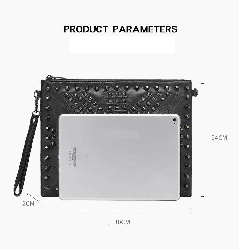 Retro Underarm Bag Men's Ghost Head PU Leather Medium Compartment Handbag Men Cross border_voghion.com