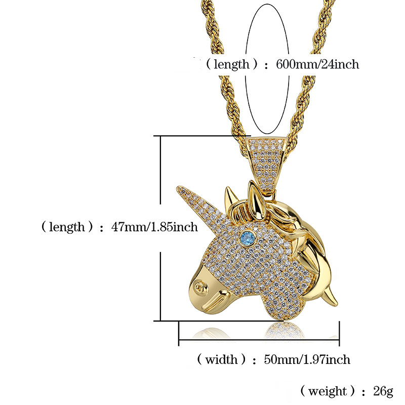Hip Hop Hit Unicorn Cartoon Avatar Micro Incrusté Zircon Hommes Et Femmes Tendance Ins Accessoires_voghion.com