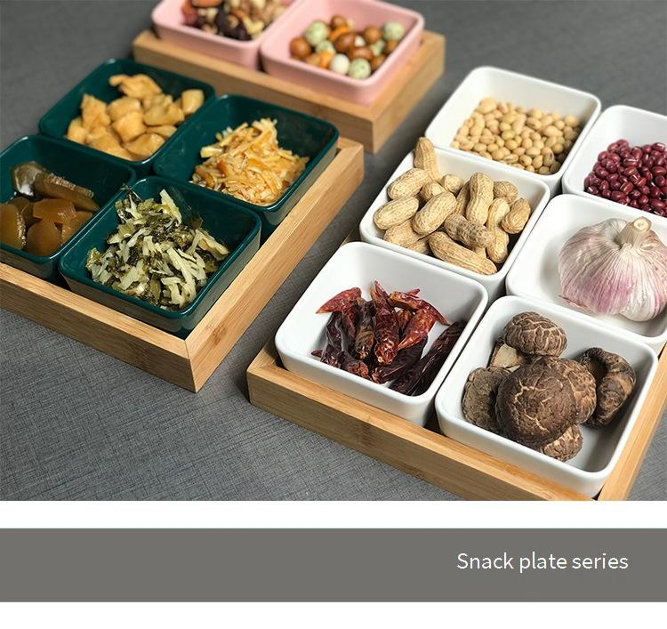 Hausgarten-Obstteller, unterteilt in Snacks, Nüsse, Snackschale, Süßigkeiten, KTV, Gewürze, Dessert, Keramik, Trockenobstteller, Verpackungsbox_voghion.com