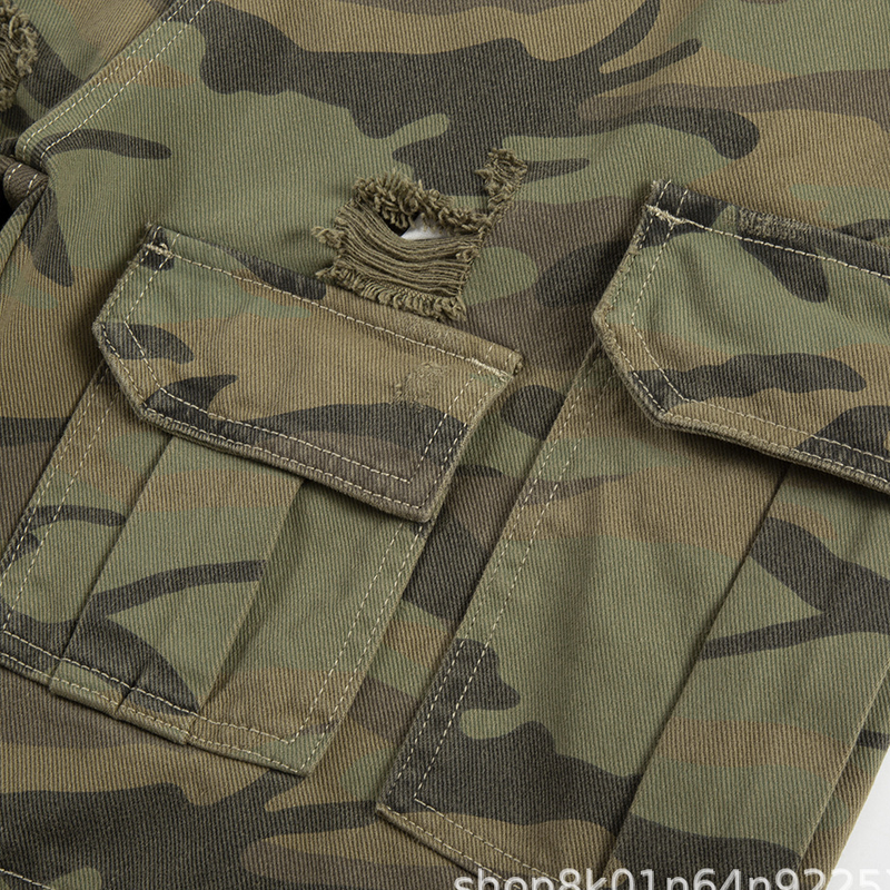 Ropa para hombre, mono de camuflaje militar, pantalones holgados de otoño con costuras sin rematar y rectos._voghion.com