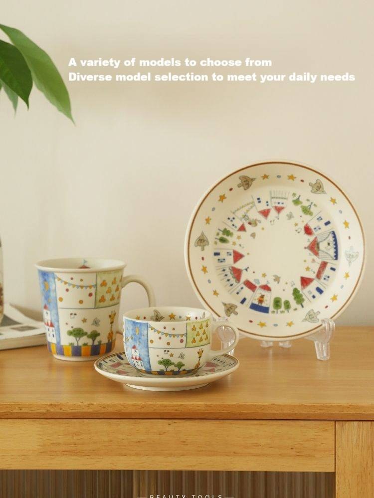 Cute Cartoon Circus Coffee Cup And Saucer Set_voghion.com