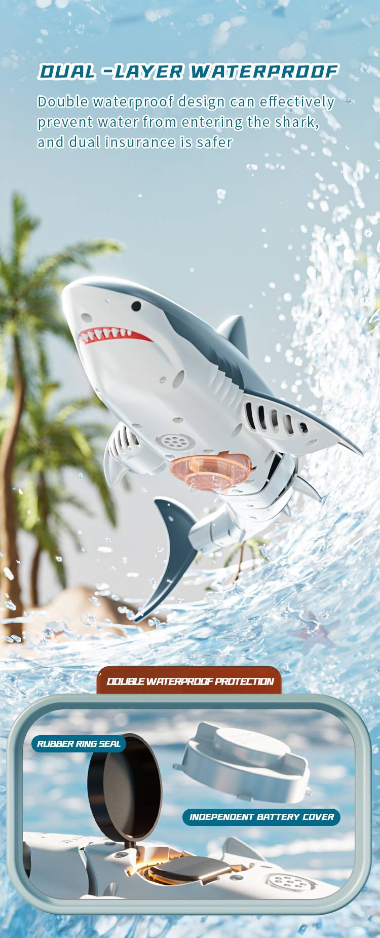 Summer Kids' Remote-Controlled Bionic Electric Megalodon Toy: Water-Spraying, Camera-Equipped, Rechargeable With Swinging Tail_voghion.com