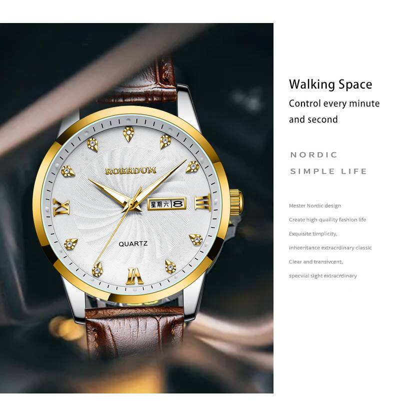 ROERDUM Gentleman Series - Brown Retro Style Quartz Watch With Silver Dial And Leather Strap For Men | Casual & Business Timepiece_voghion.com