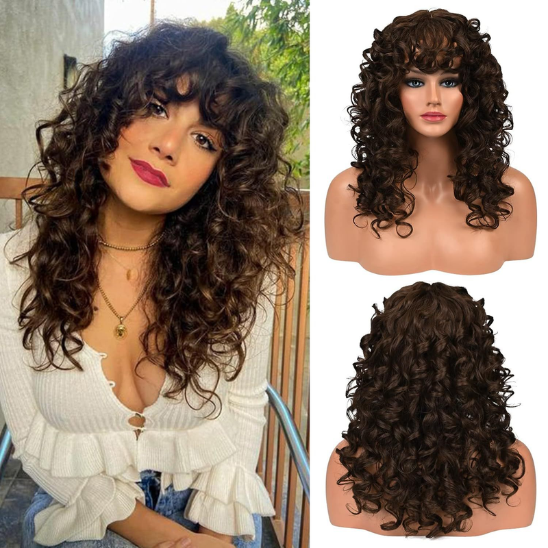 Synthetic Clip-in New Wigs For Women Small Curly High Temperature Wire Headpieces Fluffy Short Curly Hair_voghion.com