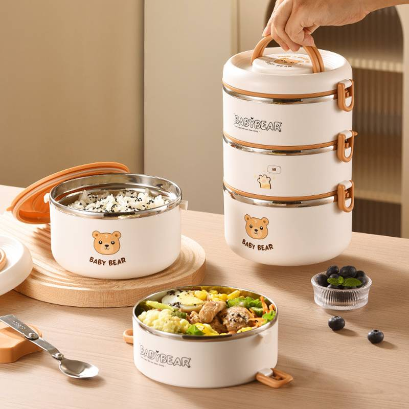Portable, Leak-proof, Stackable Stainless Insulated Lunch Box, Three-layer Insulated Bento Box, Food Container With Insulated Bag And Folding Spoon_voghion.com
