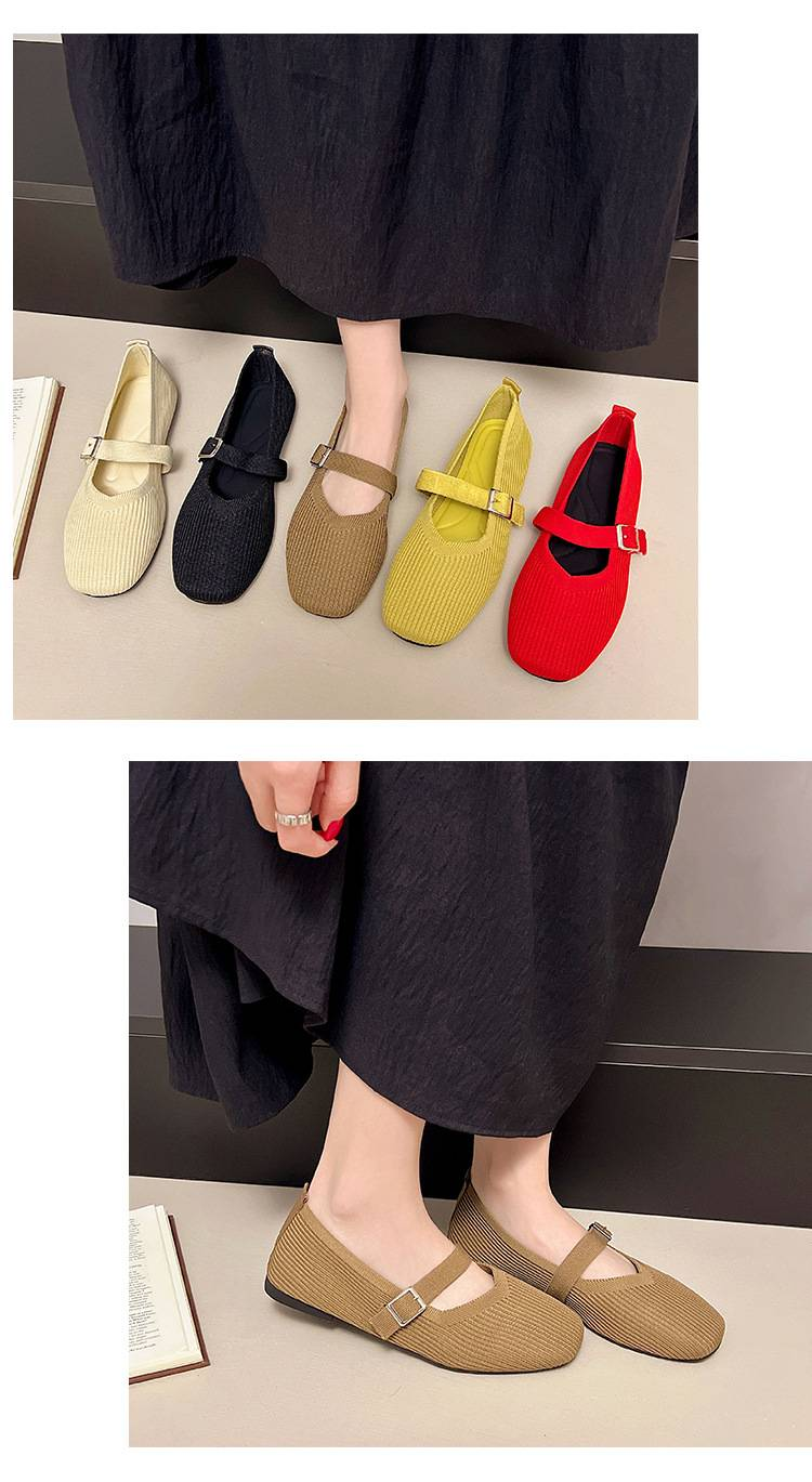 Täglich bequeme, schlichte und klassische einfarbige Flachstrickschuhe für Damen_voghion.com