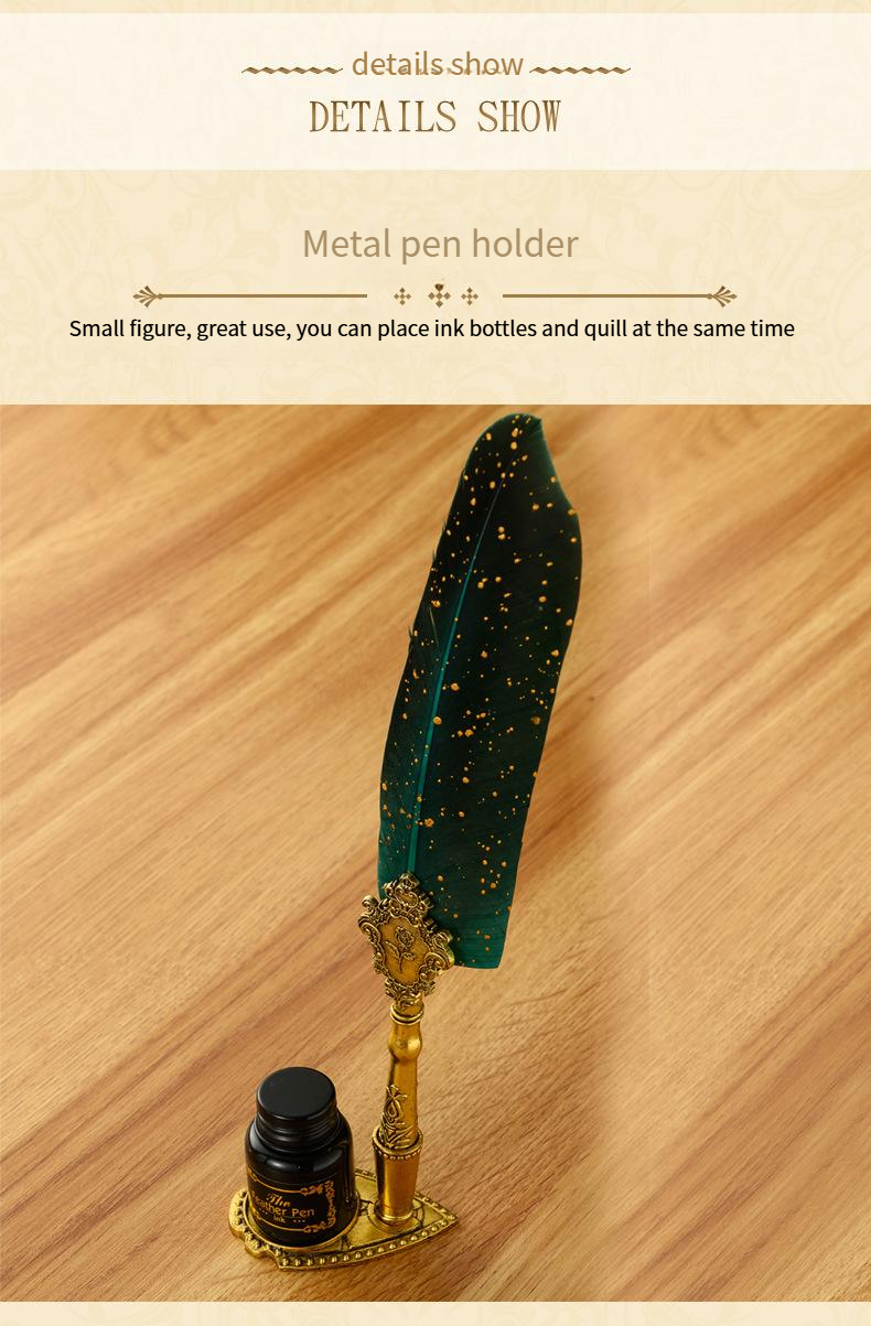 Federstift-Set mit Tinte, britischer Retro-Dip-Federstift, Wachssiegel, Student-Dip-Pen_voghion.com
