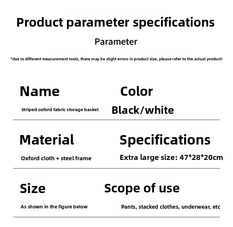 Foldable Storage Basket – 28L Stackable Fabric Bin For Clothes, Shoes & Toys (Black/Beige Stripes, Open-Top, Nordic Style)_voghion.com