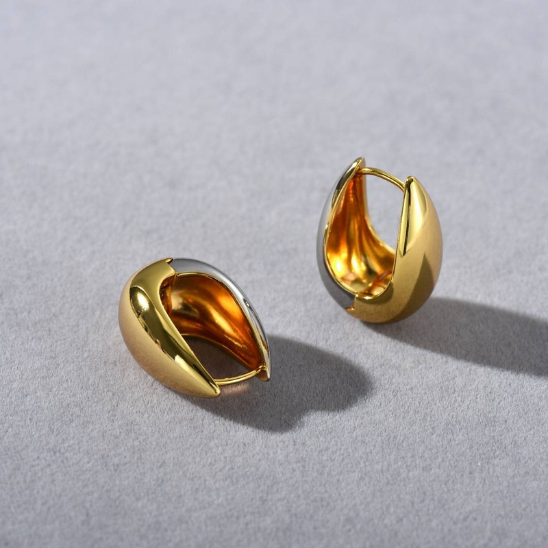 Damenschmuck Geometrische Gold- und Silber-Creolen - Minimalistische Modeohrringe für Frauen, trendige Statement-Ohrringe für den Alltag_voghion.com