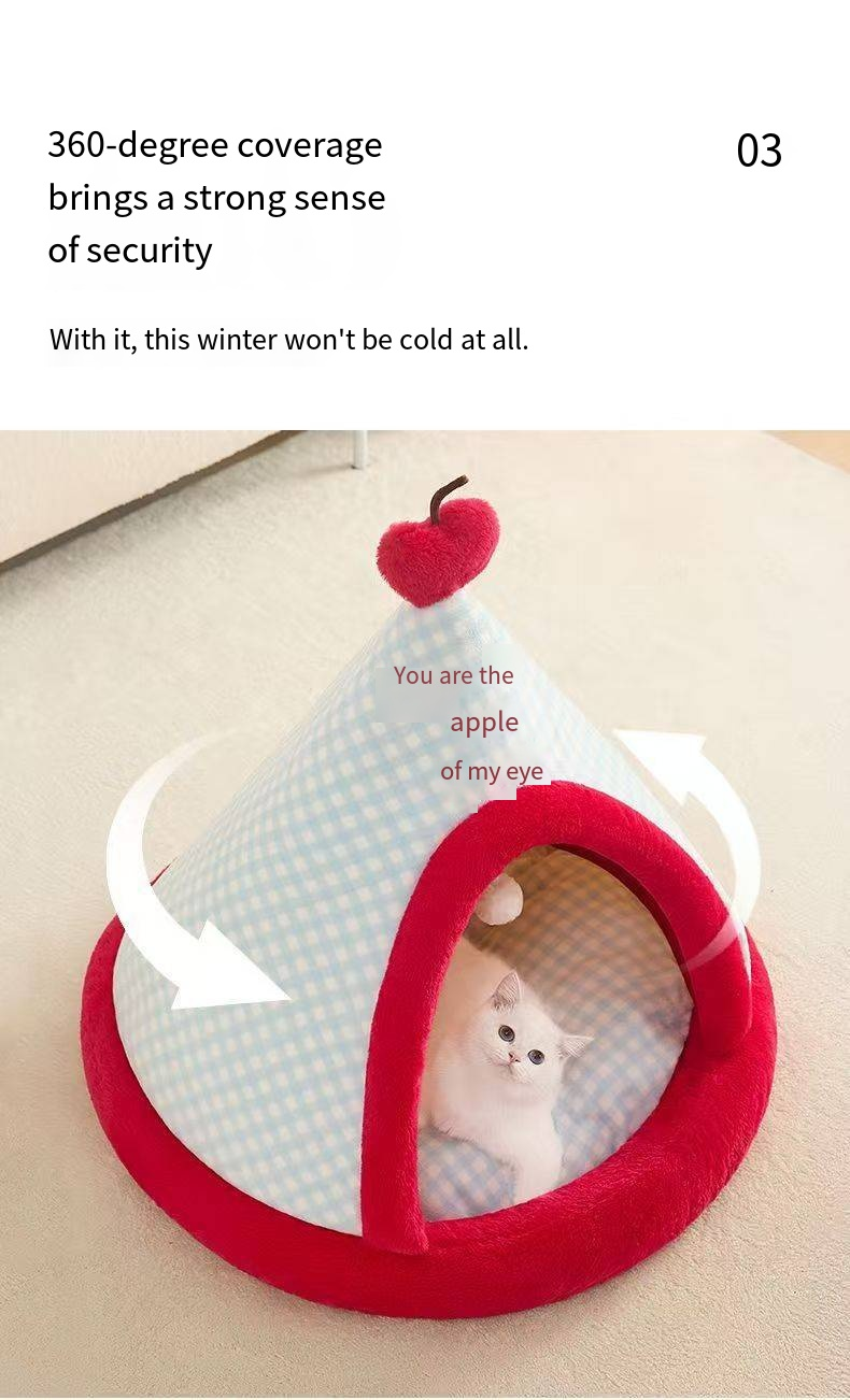 Red Sea Salt Cream Pet Tent House, Universal For Cats And Dogs, Windproof And Warm_voghion.com
