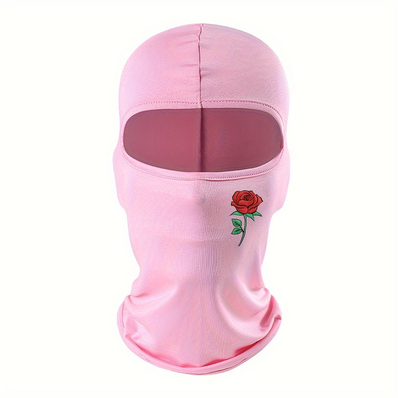 Sturmhaube mit Rosen-Aufdruck, winddicht und sonnenbeständig, Skimaske, geeignet für Radfahren und Reisen im Freien_voghion.com