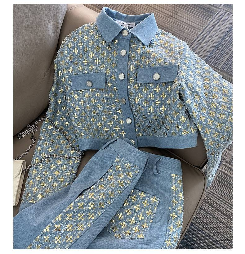 Completo elegante con pantaloni a gamba larga da donna - Completo due pezzi ispirato allo stile retrò di Chanel per donna (collezione autunnale)_voghion.com