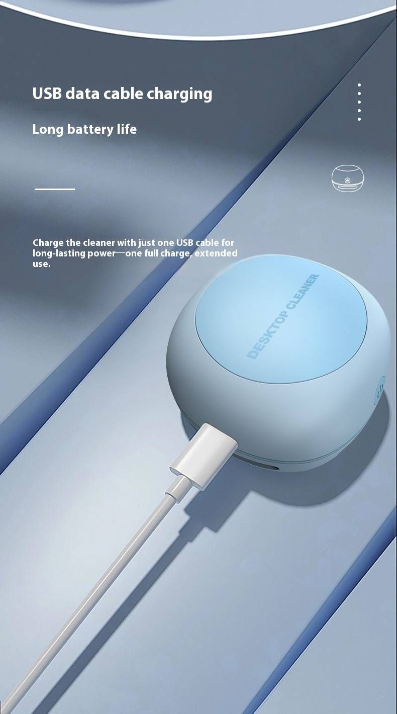 Mini aspirapolvere portatile ricaricabile tramite USB – Aspirazione 10KPA, 3W a basso rumore, autonomia 1-3 ore, design con cestino per la polvere per scrivania, auto e tastiera (4 colori)_voghion.com