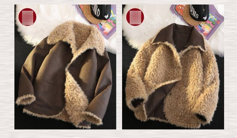 Blouson aviateur réversible en fausse fourrure pour homme, coupe-vent d'hiver chaud doublé polaire avec col montant, coupe ajustée et décontractée pour grandes tailles (M-5XL)_voghion.com