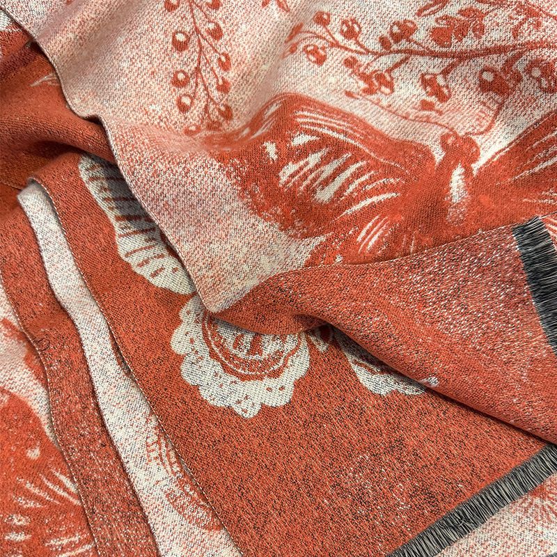 Sciarpa calda in cashmere da donna con stampa artistica in stile peonia e farfalla autunnale e invernale_voghion.com