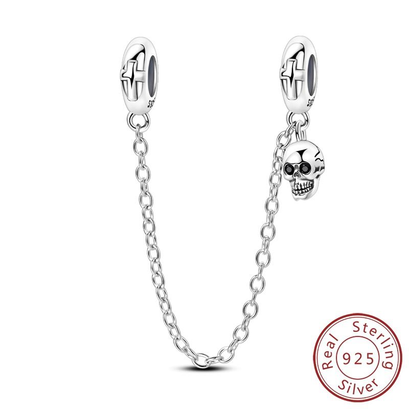 Gioielli da donna in argento Sterling 925, catena di sicurezza con stella, luna, piuma, catena di posizionamento dell'amore, accessori per gioielli fai da te, bracciale_voghion.com