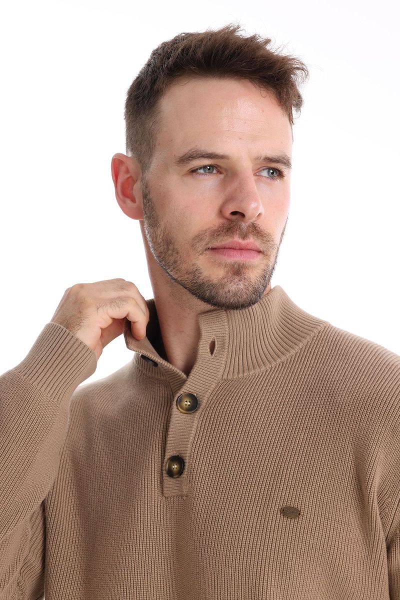 Herbst und Winter neuer halboffener Brustpullover mit langen Ärmeln, Stehkragen, einfarbig, vielseitiges, lässiges Herrenoberteil_voghion.com
