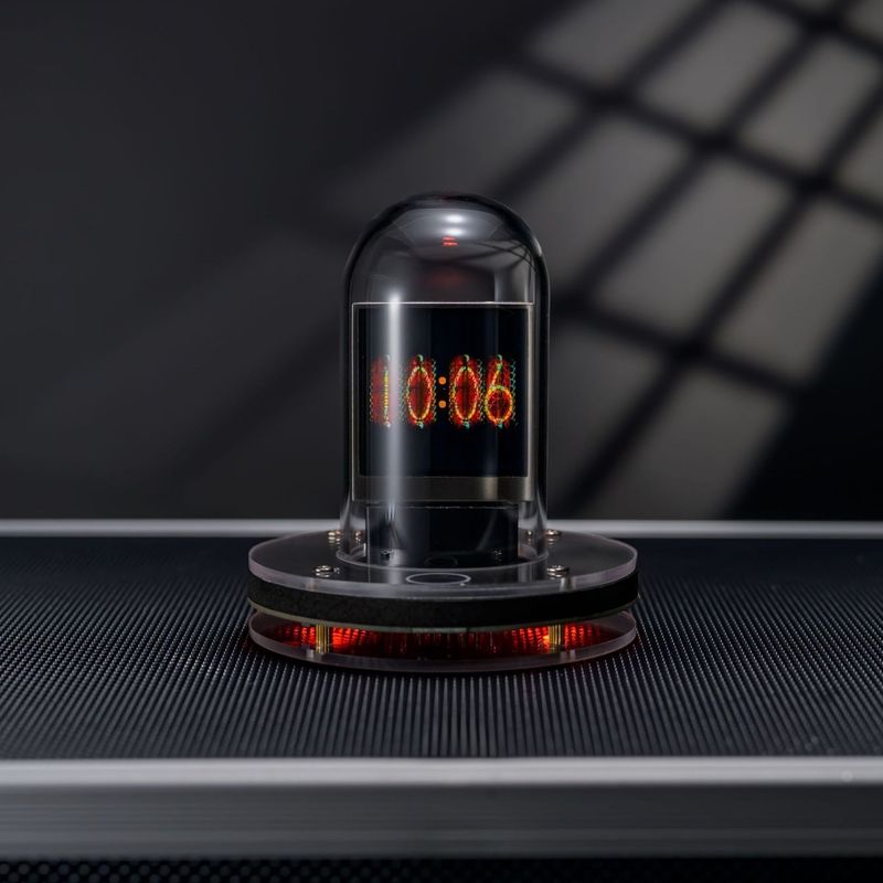 Retro Nixie Tube-Style Smart Clock – Bitcoin Ticker & Weather Display With Page-Turning Animation Night Light_voghion.com