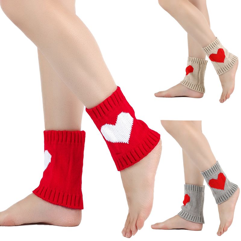 Couvre-pieds courts unisexes Love Bottes chaudes en laine tricotée pour hommes et femmes jambières chaussettes courtes en laine acrylique_voghion.com